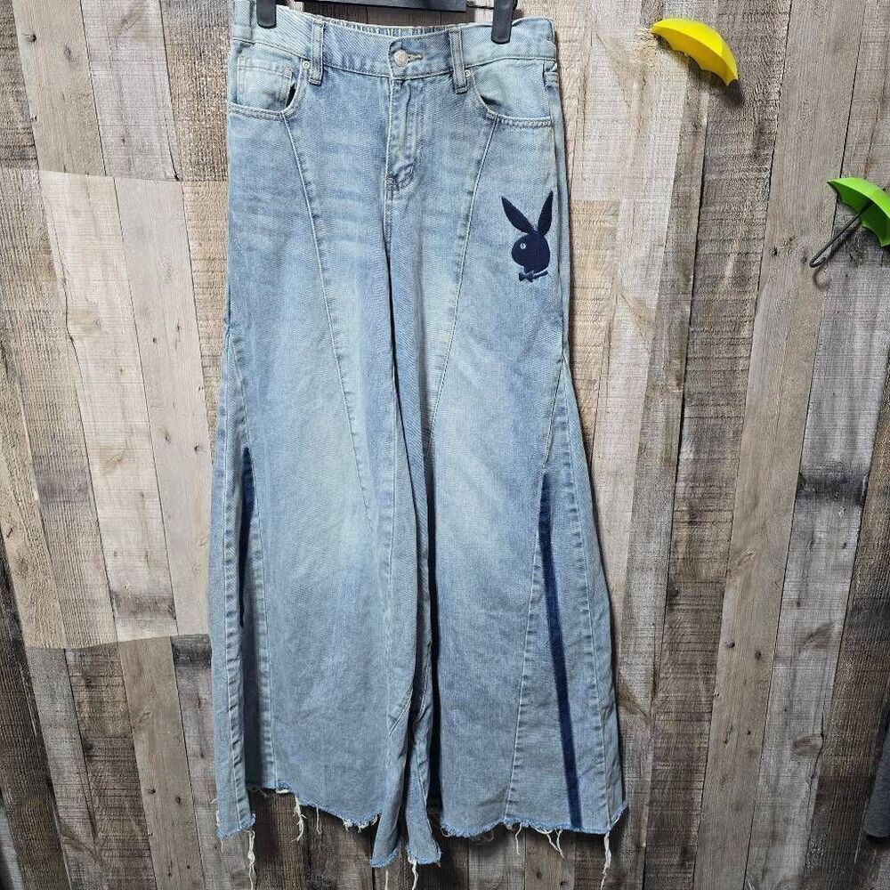 Playboy Wide Leg Gaucho Jeans Y2K Inspired 3 Retro Streetwear Skater